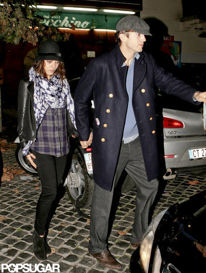 Ashton Kutcher and Mila Kunis held hands. Ashton Kutcher and Mila Kunis held hands.
