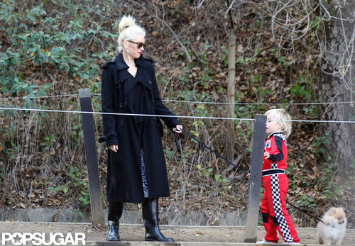 Gwen Stefani and Zuma took their dog on a trail.
Gwen Stefani and Zuma took their dog on a trail.
