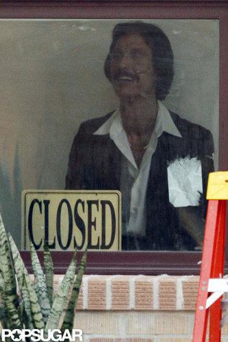 Matthew McConaughey flashed a smile on set.
Matthew McConaughey flashed a smile on set.