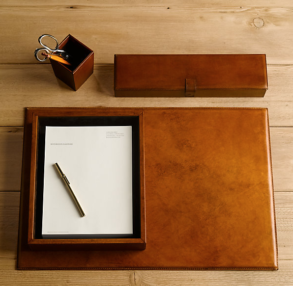 All of my co-workers can attest to how I've been talking about getting a proper desk set to organize my life at the office. I am such a sucker for the color of these Restoration Hardware artisan leather desk accessories ($35-$139), which you know will only look better as you spill some ink on them.
— Robert Khederian, fashion editorial assistant
All of my co-workers can attest to how I've been talking about getting a proper desk set to organize my life at the office. I am such a sucker for the color of these Restoration Hardware artisan leather desk accessories ($35-$139), which you know will only look better as you spill some ink on them.
— Robert Khederian, fashion editorial assistant
