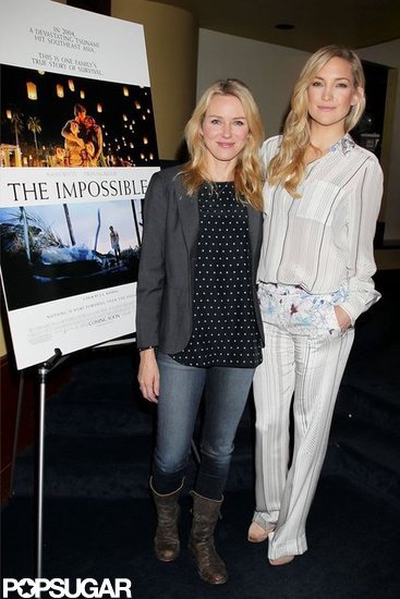 Kate Hudson hosted a screening of the Impossible with Naomi Watts in NYC. Kate Hudson hosted a screening of the Impossible with Naomi Watts in NYC.