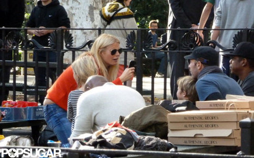 In October 2011, Gwyneth Paltrow and Chris Martin attended a Brooklyn kids' party with Beyoncé Knowles and Jay-Z.
In October 2011, Gwyneth Paltrow and Chris Martin attended a Brooklyn kids' party with Beyoncé Knowles and Jay-Z.