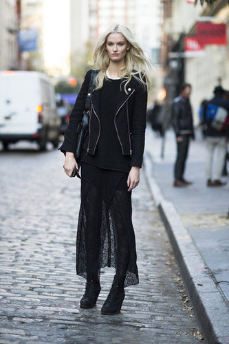 Embrace your darker side in a sultrier lace maxi, layered up with black tights and finished with a col-girl moto jacket.
Source: Adam Katz Sinding
Embrace your darker side in a sultrier lace maxi, layered up with black tights and finished with a col-girl moto jacket.
Source: Adam Katz Sinding
