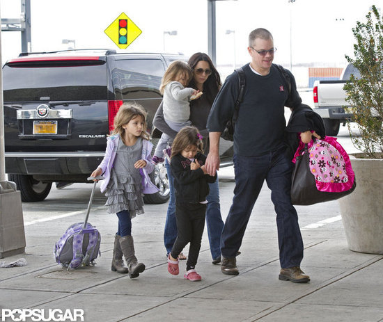 Matt Damon Heads Home With Luciana and Their Youngest Adorable Daughters Matt Damon Heads Home With Luciana and Their Youngest Adorable Daughters