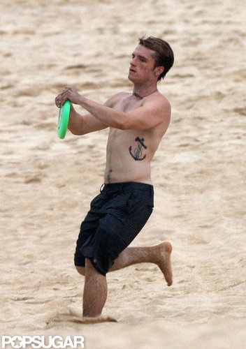 Josh Hutcherson caught a frisbee.
Josh Hutcherson caught a frisbee.