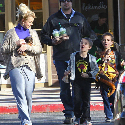 Britney Spears Stops at Starbucks With Her Sons in LA