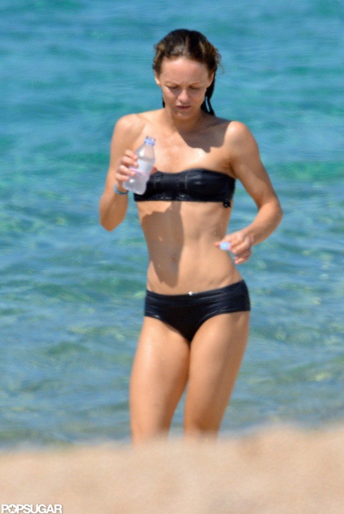 Vanessa Paradis wore a simple strapless bikini while taking a dip in Corsica, France, in August 2012.
Vanessa Paradis wore a simple strapless bikini while taking a dip in Corsica, France, in August 2012.