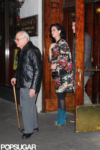 Katy Perry and John Mayer took John's father to dinner at Sardi's.
Katy Perry and John Mayer took John's father to dinner at Sardi's.
