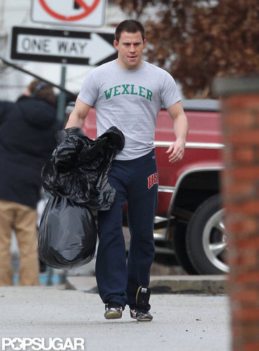 Channing Tatum Flexes His Muscles on Set Following a Boys' Weekend Channing Tatum Flexes His Muscles on Set Following a Boys' Weekend