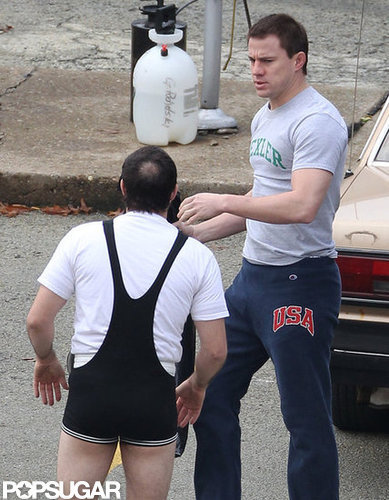 Channing Tatum was on the Foxcatcher set.
Channing Tatum was on the Foxcatcher set.