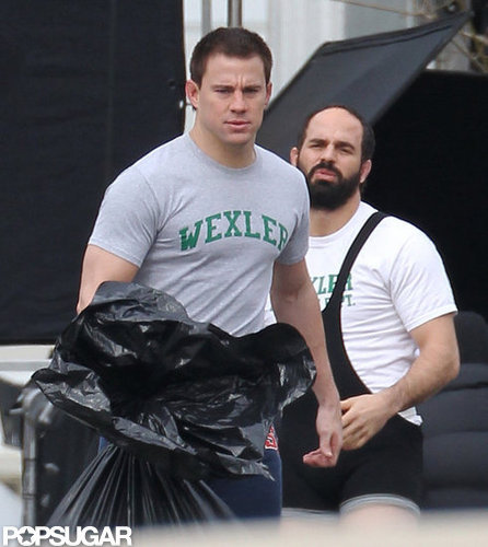 Channing Tatum Flexes His Muscles on Set Following a Boys' Weekend Channing Tatum Flexes His Muscles on Set Following a Boys' Weekend