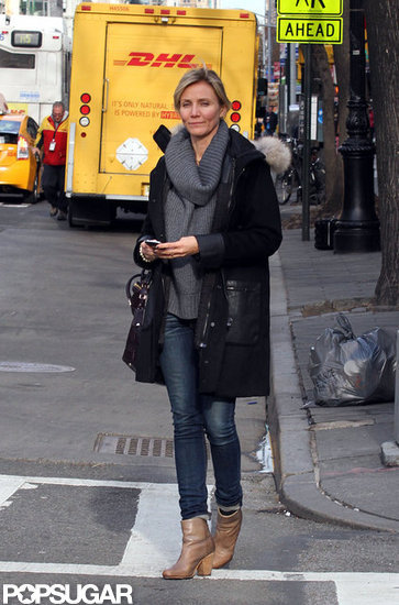 Cameron Diaz wore skinny jeans in NYC. Cameron Diaz wore skinny jeans in NYC.