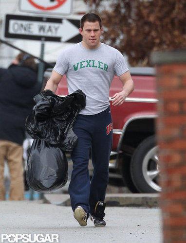 Channing Tatum Flexes His Muscles on Set Following a Boys' Weekend Channing Tatum Flexes His Muscles on Set Following a Boys' Weekend