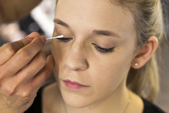 Jennings recommends to keep looking down while the mascara is drying so you don't dot your lids with mascara. But in case the inevitable mascara smudge gets around your eye, he likes to use a dab of eye cream on a cotton swab (make sure to remove the excess) to clean up any smudges.
Jennings recommends to keep looking down while the mascara is drying so you don't dot your lids with mascara. But in case the inevitable mascara smudge gets around your eye, he likes to use a dab of eye cream on a cotton swab (make sure to remove the excess) to clean up any smudges.