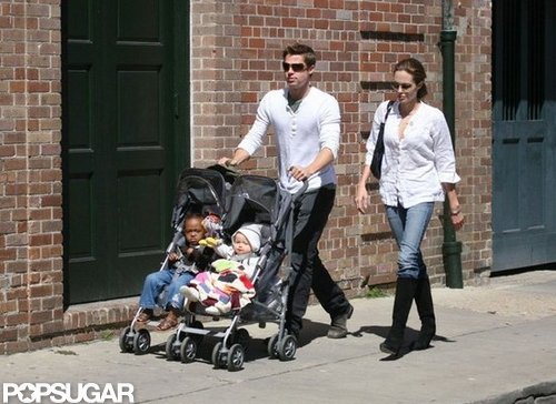 Brad Pitt and Angelina Jolie took daughters Zahara and Shiloh for a walk through their New Orleans neighborhood in March 2007.
Brad Pitt and Angelina Jolie took daughters Zahara and Shiloh for a walk through their New Orleans neighborhood in March 2007.