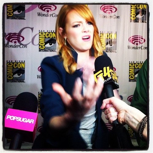 Emma Stone made a grand gesture when we talked her up during WonderCon.
Emma Stone made a grand gesture when we talked her up during WonderCon.