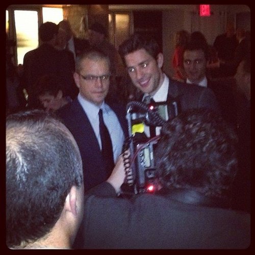 Matt Damon and John Krasinski shared a hug just a few feet away from us at the NYC premiere of Promised Land.
Matt Damon and John Krasinski shared a hug just a few feet away from us at the NYC premiere of Promised Land.