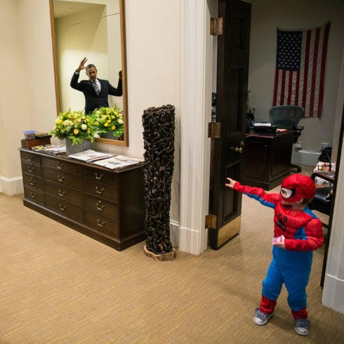 Obama With Spiderman Picture