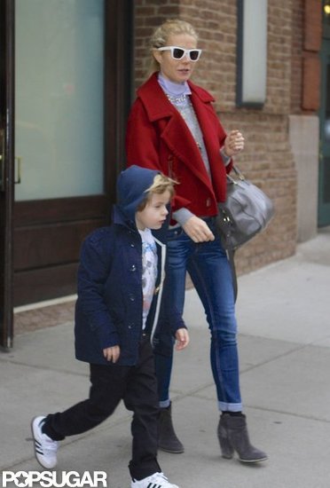Gwyneth Paltrow and Moses Martin walked to a waiting car in NYC. Gwyneth Paltrow and Moses Martin walked to a waiting car in NYC.