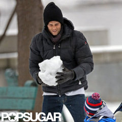Tom Brady and Sons Have a Snow Fight in Boston