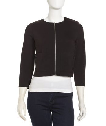 If you seek something basic, then this Laundry by Shelli Segal black cropped zip jacket ($45, originally $225) will satiate your simple appetite. Zip it up for a polished feel, and unzip it for a more casual vibe.
If you seek something basic, then this Laundry by Shelli Segal black cropped zip jacket ($45, originally $225) will satiate your simple appetite. Zip it up for a polished feel, and unzip it for a more casual vibe.