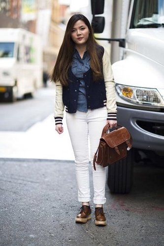 Complete white skinnies with a preppy complement — a varsity jacket is just the thing.
Source: Adam Katz Sinding
Complete white skinnies with a preppy complement — a varsity jacket is just the thing.
Source: Adam Katz Sinding