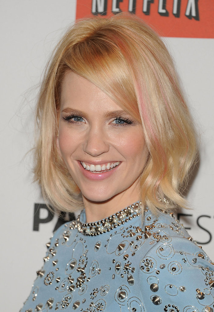 PaleyFest 2012 honored Mad Men, and January Jones ditched her seriously styled Betty Francis character for a studded dress and pastel-pink streaks.
PaleyFest 2012 honored Mad Men, and January Jones ditched her seriously styled Betty Francis character for a studded dress and pastel-pink streaks.