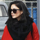 Vanessa Hudgens Winterizes Her Red Maxi Dress With a Black Snood Vanessa Hudgens Winterizes Her Red Maxi Dress With a Black Snood