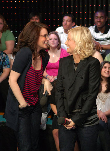Tina and Amy laughed while visiting MTV's TRL in April 2008.
Tina and Amy laughed while visiting MTV's TRL in April 2008.
