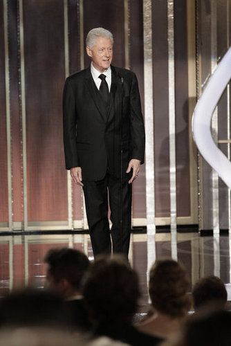 Bill Clinton made a surprise appearance at the Globes to present Lincoln.
Bill Clinton made a surprise appearance at the Globes to present Lincoln.
