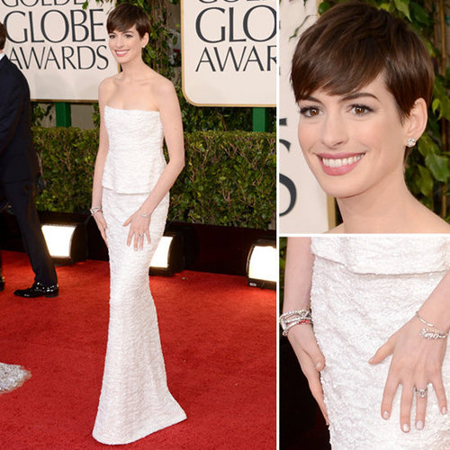Pictures of Anne Hathway in Chanel at the 2013 Golden Globes