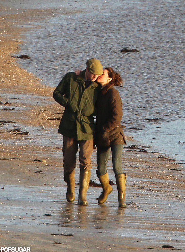 William and Kate cozied up during a January walk by the water in Wales in 2012.
William and Kate cozied up during a January walk by the water in Wales in 2012.