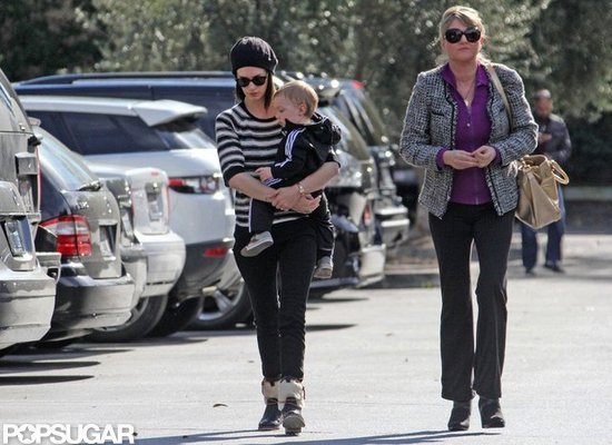 January Jones carried Xander to grab a bite to eat with her mother, Karen, in LA.
January Jones carried Xander to grab a bite to eat with her mother, Karen, in LA.