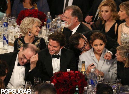 Bradley Cooper laughed alongside a bundled-up Jennifer Lawrence during the show.
Bradley Cooper laughed alongside a bundled-up Jennifer Lawrence during the show.