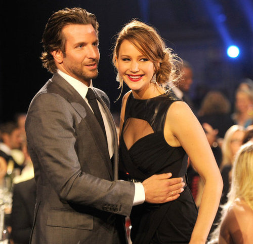 Bradley Cooper hugged his Silver Linings Playbook costar Jennifer Lawrence at the Critics' Choice Awards.
Bradley Cooper hugged his Silver Linings Playbook costar Jennifer Lawrence at the Critics' Choice Awards.