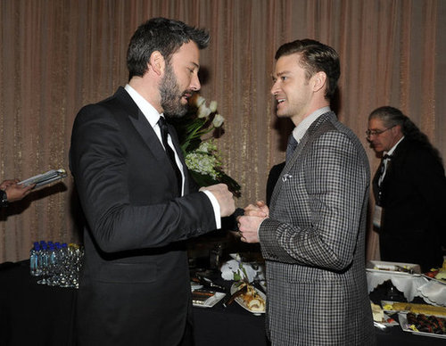 Ben Affleck stopped to chat backstage at the SAG Awards with Justin Timberlake.
Ben Affleck stopped to chat backstage at the SAG Awards with Justin Timberlake.