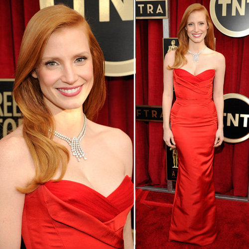 See Jessica Chastain in Alexander McQueen at 2013 SAG Awards
