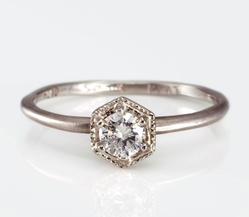 This Satomi Kawakita hexagon white diamond ring ($590) is the perfect combination of stunning, sparkly, and antique-inspired.
This Satomi Kawakita hexagon white diamond ring ($590) is the perfect combination of stunning, sparkly, and antique-inspired.