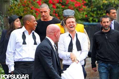 Justin Timberlake and Jay-Z Let Loose on the Set of "Suit & Tie" Justin Timberlake and Jay-Z Let Loose on the Set of "Suit & Tie"