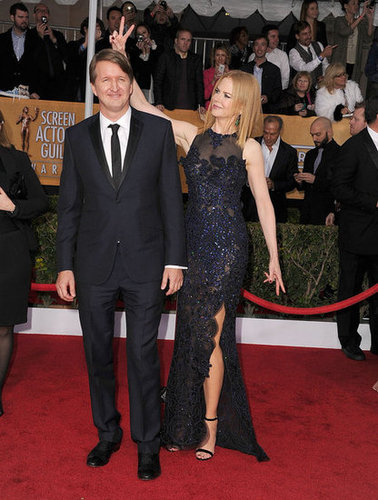 Nicole Kidman goofed off with director Tom Hooper on the SAGs red carpet.
Nicole Kidman goofed off with director Tom Hooper on the SAGs red carpet.