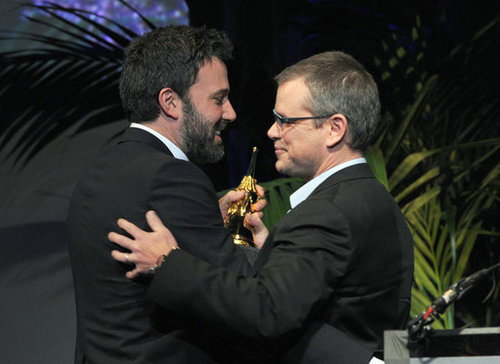 Ben Affleck accepted an honor at the Santa Barbara Film Festival from longtime friend Matt Damon.
Ben Affleck accepted an honor at the Santa Barbara Film Festival from longtime friend Matt Damon.