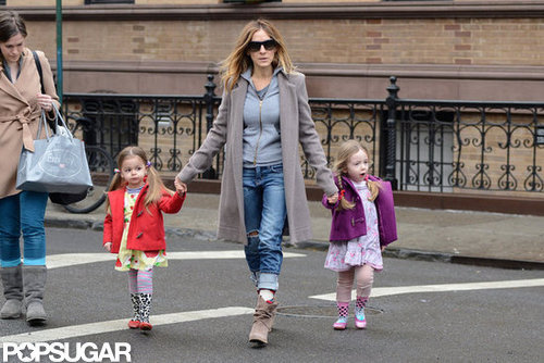 SJP Takes Her Twins For a Spring Stroll in the City SJP Takes Her Twins For a Spring Stroll in the City