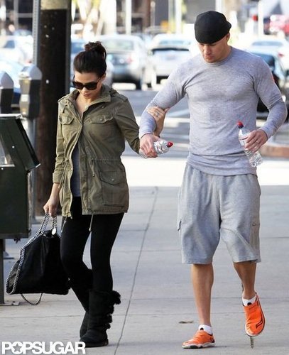 Pregnant Jenna Dewan held onto husband Channing Tatum as the couple left a dance class together in LA.
Pregnant Jenna Dewan held onto husband Channing Tatum as the couple left a dance class together in LA.