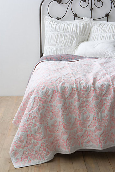 Give your bedding a sweet, romantic touch with this aviary coverlet ($198).
Give your bedding a sweet, romantic touch with this aviary coverlet ($198).