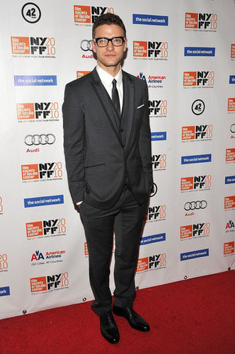 Justin paired his dapper look with thick-framed glasses at the New York Film Festival in 2010.
Justin paired his dapper look with thick-framed glasses at the New York Film Festival in 2010.