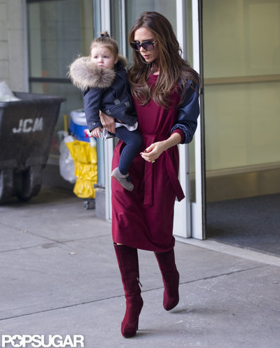 Victoria Beckham and a Warmly Dressed Harper Arrive in Town For NYFW Victoria Beckham and a Warmly Dressed Harper Arrive in Town For NYFW