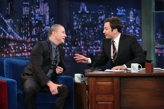 Jimmy Fallon interviewed Side Effects star Channing Tatum on his live show.
Jimmy Fallon interviewed Side Effects star Channing Tatum on his live show.