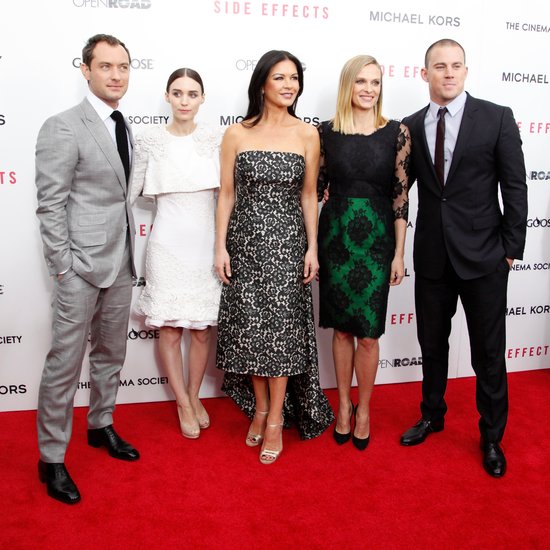 Side Effects stars Jude Law, Rooney Mara, Catherine Zeta-Jones, Vinessa Shaw, and Channing Tatum posed together on the red carpet.
Side Effects stars Jude Law, Rooney Mara, Catherine Zeta-Jones, Vinessa Shaw, and Channing Tatum posed together on the red carpet.