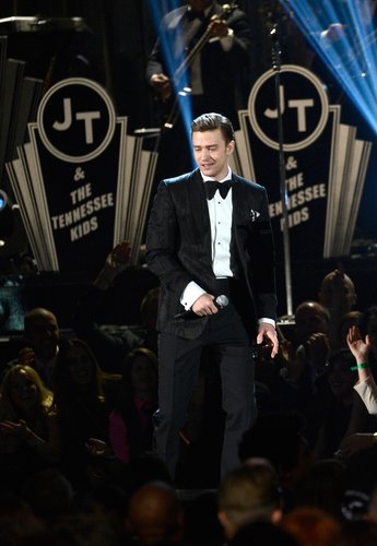Justin Timberlake stepped in front of the crowd during his honorary performance at the 2013 Grammys.
Justin Timberlake stepped in front of the crowd during his honorary performance at the 2013 Grammys.