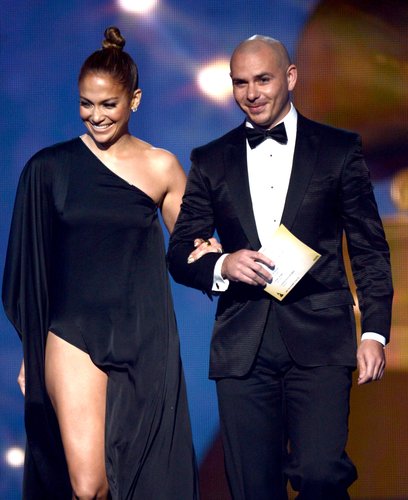 Jennifer Lopez and Pitbull stepped onto the stage together to present an award Sunday night.
Jennifer Lopez and Pitbull stepped onto the stage together to present an award Sunday night.